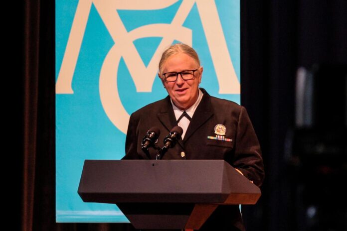 The Trump administration changed the name on a portrait of former Health Secretary Rachel Levine. She is staying quiet