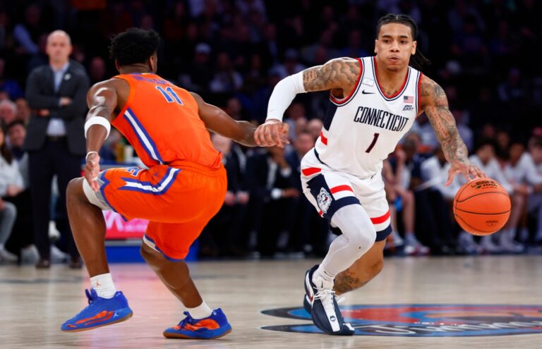 UConn men’s basketball outlasts reigning champ Florida, 77-73, in Jimmy V Classic nailbiter