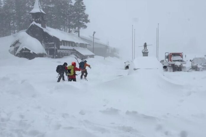 Rescuers push through winter storm to 6 survivors of a California avalanche. 9 others are missing
