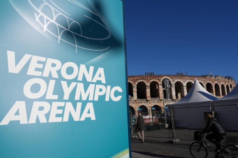 Verona prepares its ancient arena for the Olympics closing ceremony on Sunday