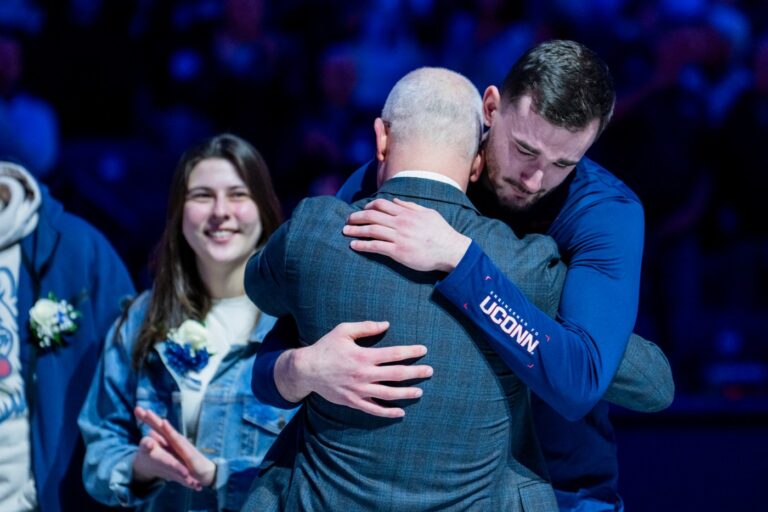 UConn wastes no time in placing captain Alex Karaban into the Huskies of Honor on Senior Day