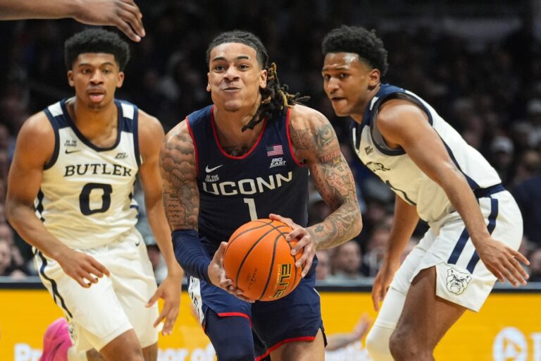 UConn men surge past Butler late for a 80-70 win behind Ball’s six 3-pointers