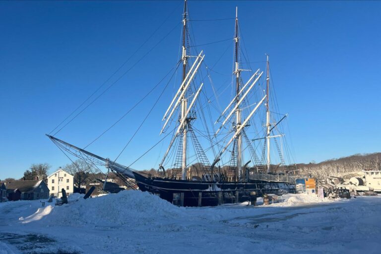 With rubber shovels and grit, Mystic Seaport workers dig out historic whaling ship after snowstorm