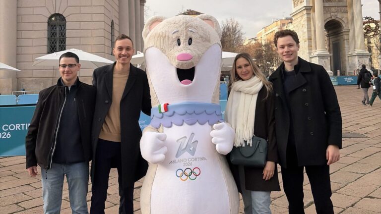 Greetings from Milan: CT skater’s friend arrives, ready to cheer him on at Winter Olympics