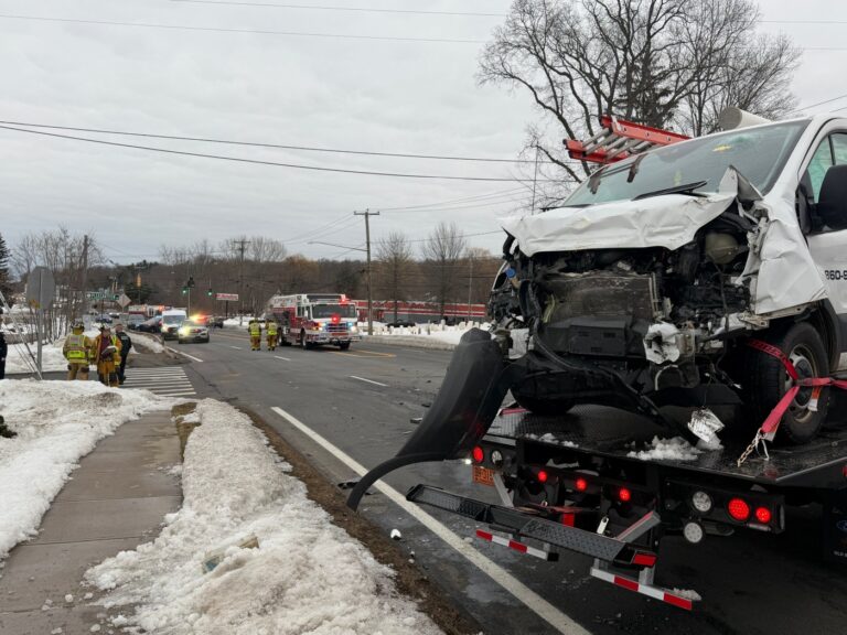 Five students, two drivers hospitalized following crash involving school bus and work van in Vernon